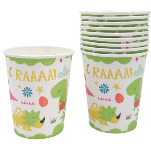 Imagen de VASO CARTON 8 OZ DINOSURIO 1/10 