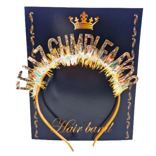 Imagen de CINTILLO FELIZ CUMPLEAÑOS DORADO