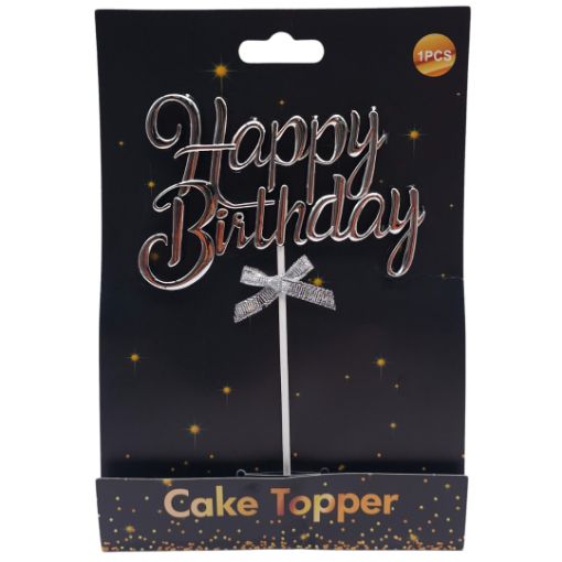 Imagen de CAKE TOPPER HAPPY BIRTHDAY PLATA