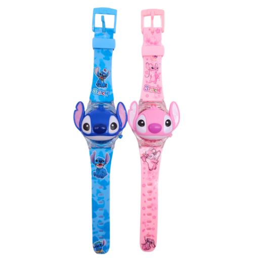 Imagen de RELOJ CON LUZ STITCH AZUL/ROSA