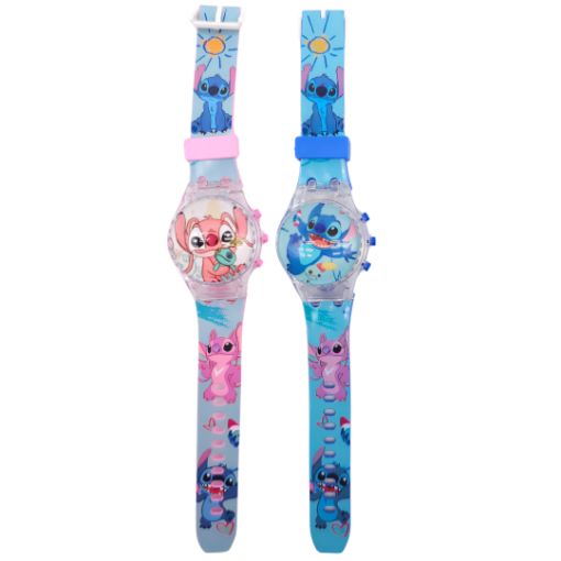 Imagen de RELOJ CON LUZ STITCH AZUL/ROSA