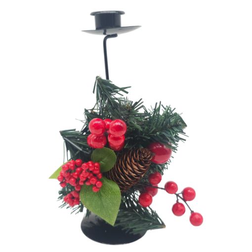 Imagen de CANDELABRO NAVIDAD DECORADO 23CM