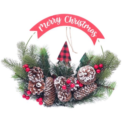 Imagen de CORONA P/PUERTA CON LUZ 19X25CM