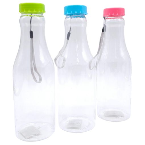 Imagen de BOTELLA PLASTICA T/COLOR C/CORDON 650ML