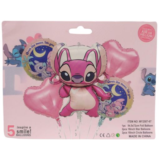 Imagen de SET DE GLOBOS STITCH ROSA 1/5