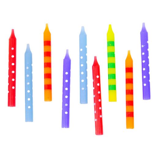 Imagen de SET VELAS MULTICOLOR RAYAS Y PUNTOS 1/12 **