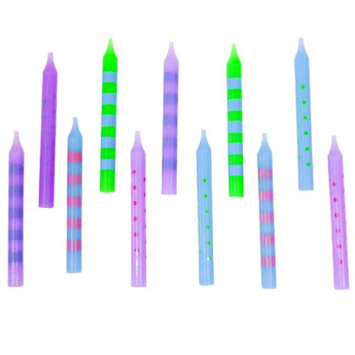 Imagen de SET VELAS PASTEL RAYAS Y PUNTOS 1/12**