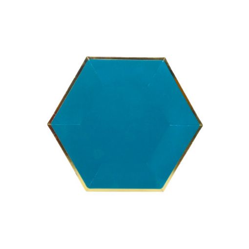 Imagen de PLATO CARTON 7" HEXAGONAL AGUAMARINE 1/6 **
