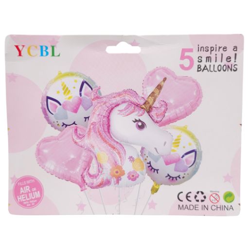 Imagen de SET DE GLOBOS UNICORNIO ROSA 1/5 **