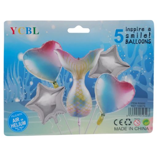 Imagen de SET DE GLOBOS SIRENA CON CORAZONES 1/5 **