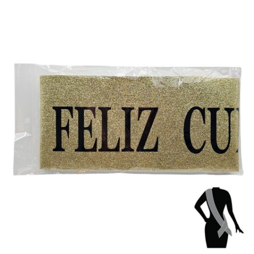 Imagen de BANDANA DORADO FELIZ CUMPLEAÑOS 1/1***