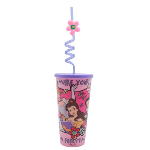 Imagen de VASO C/SORBETE PRINCESAS 750ML 48/1