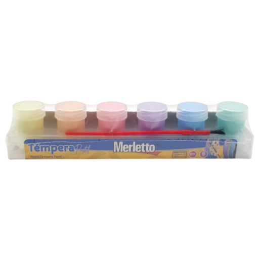 Imagen de TEMPERA PASTEL 6 COLORES MERLETTO