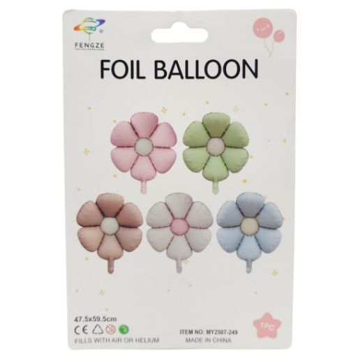 Imagen de GLOBO METALICO FLOR COLORES PASTEL 47.5X59CM