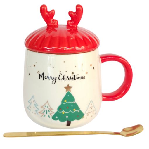 Imagen de TAZA NAVIDAD RENO C/CUCHARA