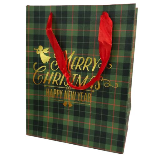 Imagen de BOLSA NAVIDAD CUADROS 23X18X10CM